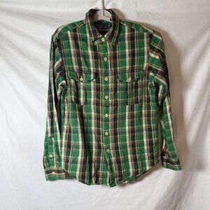 Polo Ralph Lauren Green Plaid Flannel Button Up Shirt Men’s M